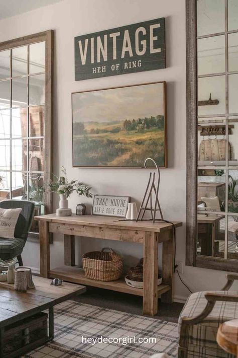 25 Rustic Farmhouse Living Room To Copy - Hey Decor Girl [Latest Trending Decor Design Ideas] Western Farmhouse Decor Living Room, Farmhouse Tv Wall Decor, Farmhouse Tv Wall, Western Farmhouse Decor, Western Boho Decor, Country Farmhouse Wall Decor, Western Farmhouse, Farmhouse Living Room Ideas, Rustic Farmhouse Living Room