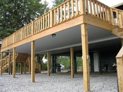 Under Deck Roof, Deck Carport, Under Deck Roofing, Deck Redo, Patio Under Decks, Deck Roof, Backyard Decks, Deck Building Plans, High Deck