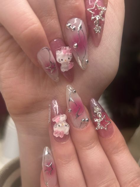 White Aura Nails, Paznokcie Hello Kitty, Hello Kitty Nails Art, White Aura, Aura Nails, Milky Nails, Nails Yellow, Her Nails, Hello Kitty Nails