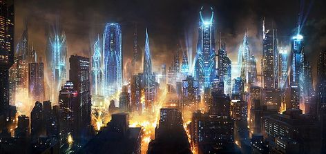 lighted buildings wallpaper, futuristic, city, artwork, fantasy art HD wallpaper Future New York, Kota Masa Depan, Ville Cyberpunk, Art Cyberpunk, City Artwork, Jobs In Art, Sci Fi City, Cyberpunk City, Arte Cyberpunk