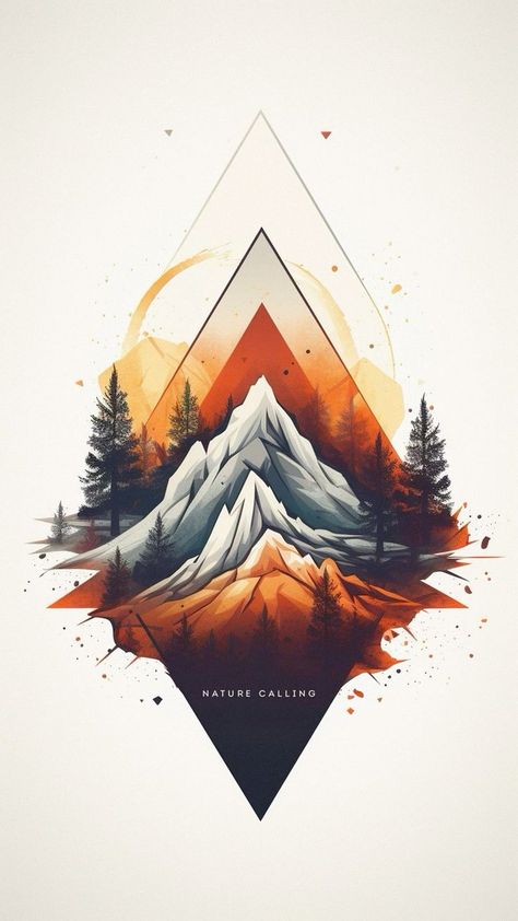 Mountain Watercolor Tattoo, Nature Aesthetic Tattoo, Astetic Art, Outdoor Tattoo, Biblical Tattoos, Logo Travel, Tshirt Printing Design, Art Gallery Wallpaper, Nature Tattoos