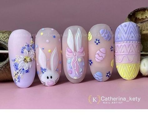 Christmas Nail Art Designs To Look Trendy 2023 | Winter Nail Inspo Easter Nails Design Spring, Easter Nails Easy, Easter Nail Art Designs, Nails Easter, April Nails, Unghie Nail Art, Madam Glam, Bunny Nails, Milky Nails