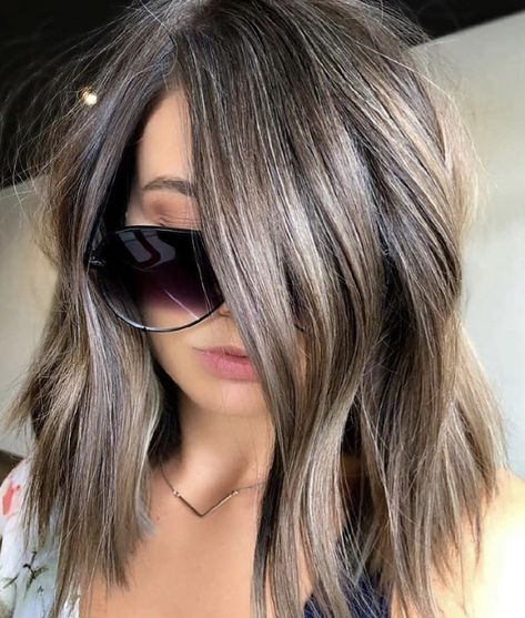 Ashy Brunette, Light Brown Hair Color, Brown Hair Shades, Grey Hair Inspiration, Brown Hair Color, Blending Gray Hair, Gray Hair Highlights, Summer Hair Color For Brunettes, Hair Affair