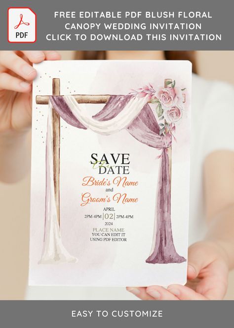 Download Now (Free Editable PDF) Enchanted Blush Floral Canopy Wedding Invitation Templates I'm a big fan of flowers. This happened to me or was taught to me when I was three years old, because my house at the time was like a garden filled with a thousand of different type of flowers. T hose... Floral Canopy Wedding, Different Type Of Flowers, Floral Canopy, Canopy Wedding, Wedding Invitation Pdf, Type Of Flowers, Free Printable Birthday Invitations, Different Types Of Flowers, Free Printable Invitations