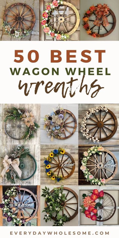 Diy Wagon Wheel, Bicycle Wheel Decor, Diy Wagon, Wheel Crafts, Wagon Wheel Decor, Farmhouse Style Wreath, Wheel Decor, Mesh Wreath Diy, Door Wreaths Diy