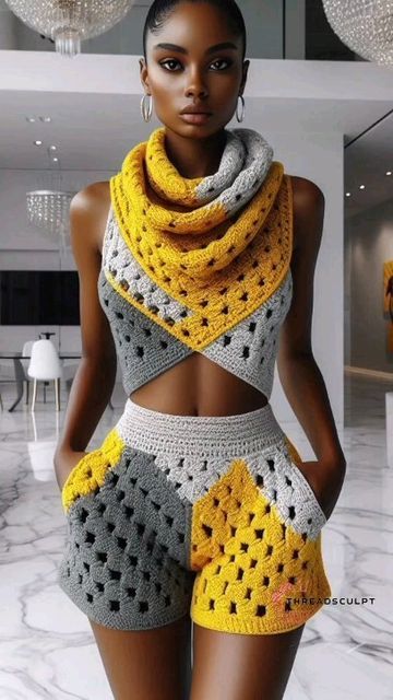 Crotchet Pieces, Crochet Two Piece Outfit, Crochet Hood, Diy Fashion Scarf, Crochet Pattern Instructions, Crochet Pants, Quick Crochet Patterns, Crochet Clothing And Accessories, Crochet Girls