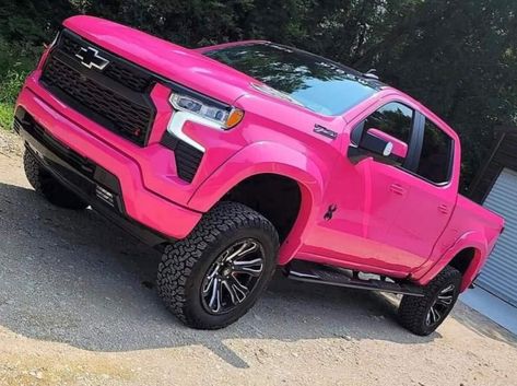 Hot Pink Truck, Pink Lifted Trucks, Pink Chevy Trucks, Pink Trucks, Pink Chevy, Pink Cars, Hot Trucks, Silverado Truck, Trucks Lifted Diesel