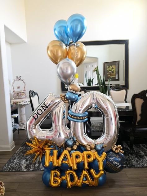 Balloon Marquee For Men, 40th Balloon Bouquet, 40 Balloon Bouquet, 40th Balloon Ideas, Ballon Buquet, Balloon Marquee, 40th Birthday Balloons, Balloons Number, 40 Balloons