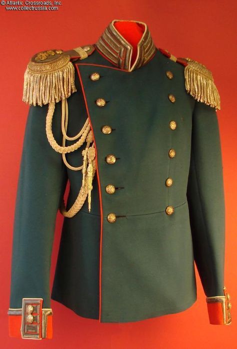 Collect Russia Dress. Tunic of a Colonel of the Imperial War Ministry, Nicholas II Personal Suite, circa 1890s through 1917. Soviet Russian Russia Dress, Soviet Clothes, Russia Clothes, Imperial Clothing, Soviet Officer Uniform, Soviet Uniform, Vorkosigan Saga, Russian Imperial Army Uniforms, Royal Costume