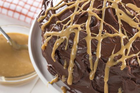 Peanut Butter Drizzle Recipe, Fudge Ice Cream Topping, Best Amish Recipes, Peanut Butter Drizzle, Making Peanut Butter, Fudge Ice Cream, Cake Mix Desserts, Peanut Butter Marshmallow, Peanut Butter Cake