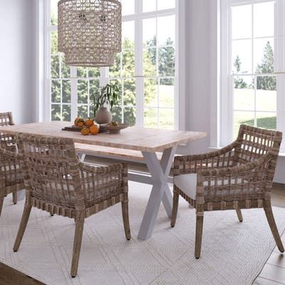 Traditional Southern Living Room, Southern Living Rooms, Cottage Dining Rooms, Arm Chair Styles, Coastal Elegance, Rattan Armchair, Rattan Dining Chairs, White Cushions, Rattan Chair