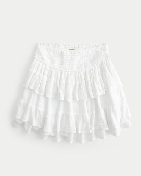 Women's Tiered Mini Skort | Women's Bottoms | HollisterCo.com Preppy White Skirt, Hollowen Costume, Preppy Skirts, Hollister Outfits, White Skirt Summer, Preppy Pants, 2000 Clothes, Hollister Clothes, Hollister Skirt