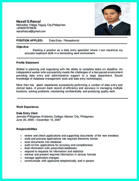 Data Entry Resume, Career Objectives For Resume, Security Resume, Nurse Skills, Sample Resume Format, Good Cv, Resume No Experience, Resume Objective Examples, Resume Template Examples