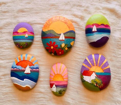 Diy Rock Art, Stone Art Painting, Painted Rocks Kids, Painted Rocks Craft, Painted Rocks Diy, Rock Painting Ideas Easy, Rock Painting Patterns, Painting Rocks, Pebble Stone