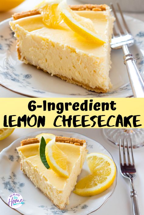 Homemade Lemon Cheesecake, Lemon Cheesecake No Water Bath, Crustless Lemon Cheesecake, Small Batch Lemon Cheesecake, Small Lemon Cheesecake, Philadelphia Lemon Cheesecake, Cheesecake Recipes Easy No Bake, Cheesecake Philadelphia, Cottagecore Baking