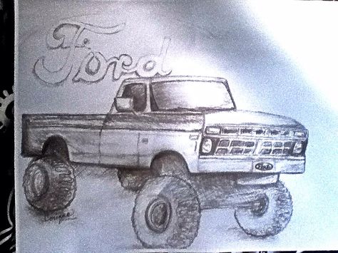 Ford Truck Drawing Sketches, Ford Truck Tattoo Ideas, Vintage Aesthetic Drawings Easy, Truck Sketch Simple, Old Ford Truck Drawing, Truck Drawing Sketches, Things To Draw Western, How To Draw A Truck, Old Truck Drawings