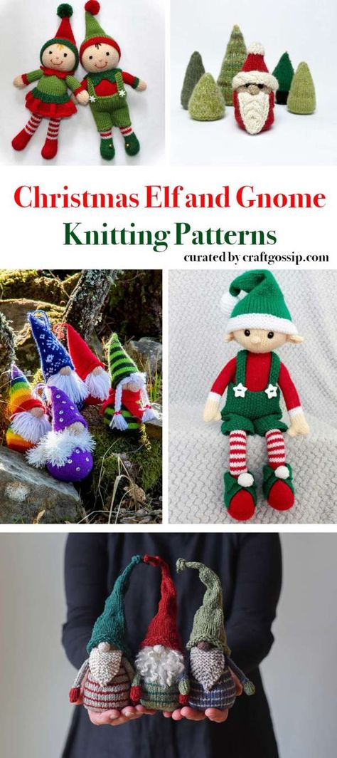 Knitting Patterns For Christmas, Themed Gnomes, Christmas Toy Knitting Patterns, Flower Making Tutorial, Christmas Knitting Projects, Knit Christmas Ornaments, Knitted Christmas Decorations, Knitted Dolls Free, Christmas Knitting Patterns Free