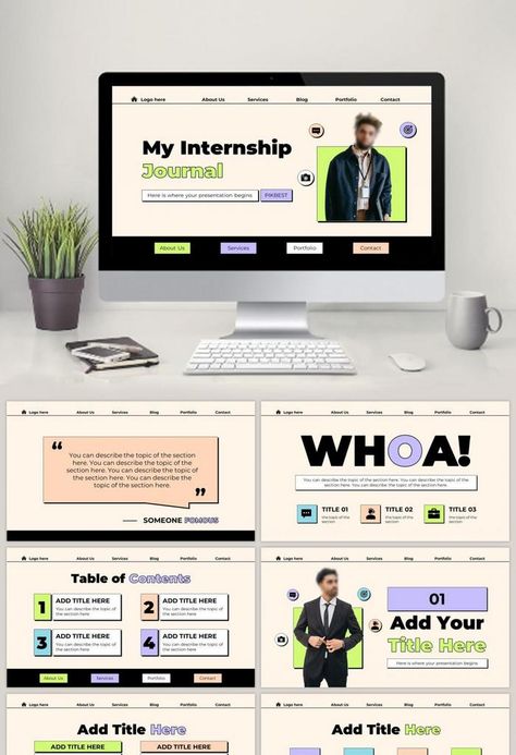 Creative Cream My Internship Journal Yellow#pikbest#powerpoint Internship Journal, Internship Presentation, University Journal, Power Points, Powerpoint Design Templates, Money Sign, Pptx Templates, Tv Station, Presentation Video