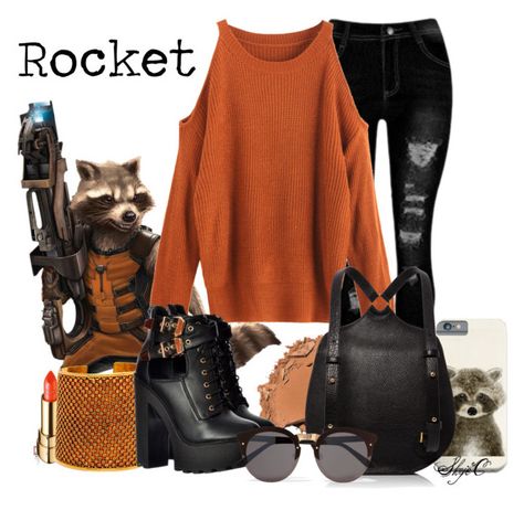 "Rocket - Marvel's Guardians of the Galaxy" by rubytyra ❤ liked on Polyvore featuring Bobbi Brown Cosmetics and Illesteva Guardians Of The Galaxy Bounding, Rocket Costume Guardians Of The Galaxy, Rocket Disneybound, Rocket Raccoon Disneybound, Casual Marvel Outfits, Guardians Of The Galaxy Inspired Outfits, Guardians Of The Galaxy Outfit Ideas, Guardians Of The Galaxy Disneybound, Guardians Of The Galaxy Outfits