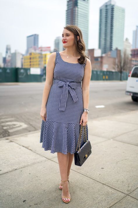 Gingham Midi Dress | Covering the Bases | Fashion and Travel Blog New York City Cotton One Piece Dresses, 50s Womens Fashion, New York Lifestyle, Gingham Midi Dress, Gingham Outfit, Cotton Short Dresses, Cotton One Piece, Casual Frocks, Simple Frocks