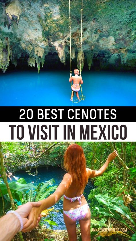 Cenotes in Mexico Cenote Outfit, Caribbean Honeymoon Destinations, Cenotes Tulum, Caribbean Honeymoon, Tulum Outfits, Underwater Caves, Puerto Morelos, Yucatan Mexico, Mexico Vacation