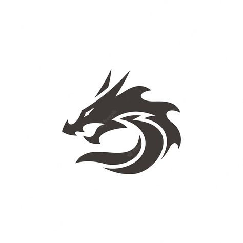 Dragon Simple Design, Simple Dragon Design, Dragon Sillouhette, Dragon Symbol Design, Dragon Illustration Design, Logo Naga, Dragon Minimalist, Dragon Graphic Design, Dragon Black And White