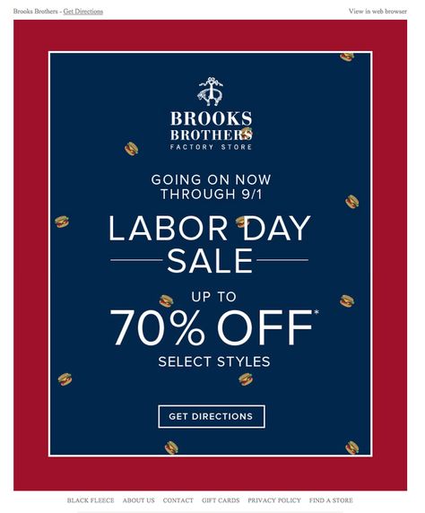 #newsletter Brooks Brothers 09.2014 Up to 70% off – Labor Day Sale Sale Newsletter, Brothers Day, Newsletter Inspiration, Sale Email, Promotion Design, Holiday Emails, Sale Emails, Labor Day Sale, Promotional Design