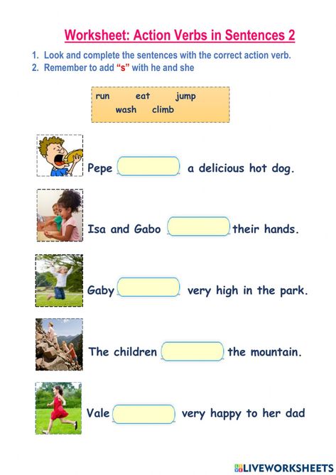 Sentence Correction Worksheets, Class 1 English, Action Verbs Worksheet, Plurals Worksheets, Community Helpers Worksheets, Coloring Pages Nature, Sentence Correction, Worksheets For Grade 3, Preschool Science Activities