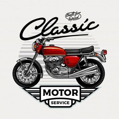 Motocicleta vintage Vector Premium | Premium Vector #Freepik #vector #cartel #vintage #mano #divisa Vector Poster Illustration, Motorcycle Art Design, Easy Tattoos To Draw, Vintage Motorcycle Art, Motorcycles Logo Design, Biker Logo, Motorbike Art, Vintage Art Paintings, Motorcycle Illustration