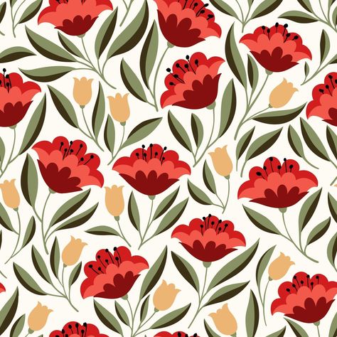 Tan Home Decor, Folk Flowers, Arte Folk, Draw Flowers, Pattern Design Inspiration, Folk Art Flowers, Flower Pattern Design, Motif Vintage, Vector Flowers