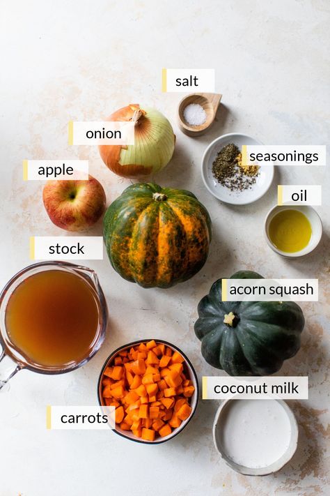 Roasted Acorn Squash Soup with Coconut Milk Squash Coconut Milk Soup, Roasted Butternut And Acorn Squash Soup, Kale Squash Soup, Butternut Squash And Corn Soup, Acorn Squash Stew, Squash And Potato Soup, Vegan Acorn Squash Soup, Kobucha Squash Soup, Winter Squash Soup Recipe