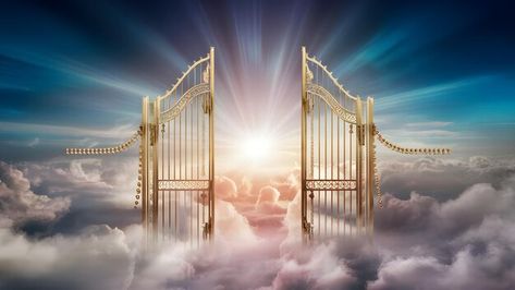 Gate to heaven with a sky background Heaven Gates Background, Heaven Gates, Gate To Heaven, Heaven's Gate, Lion And Lamb, Sky Background, A Sky, To Heaven, Gate