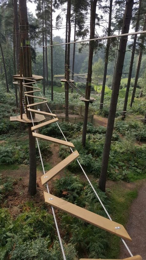 Tree Playground, Backyard Zipline, Zip Line Backyard, Cannock Chase, Taman Air, Kids Backyard, Go Ape, Tree House Plans, Tree House Diy