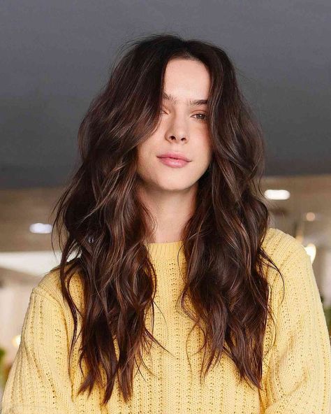 Layers On Long Hair, Naturally Wavy Hair Cuts, Long Wavy Haircuts, Framing Pieces, Layered Curly Hair, Thick Wavy Hair, Wavy Haircuts, Natural Wavy Hair, Haircuts For Wavy Hair