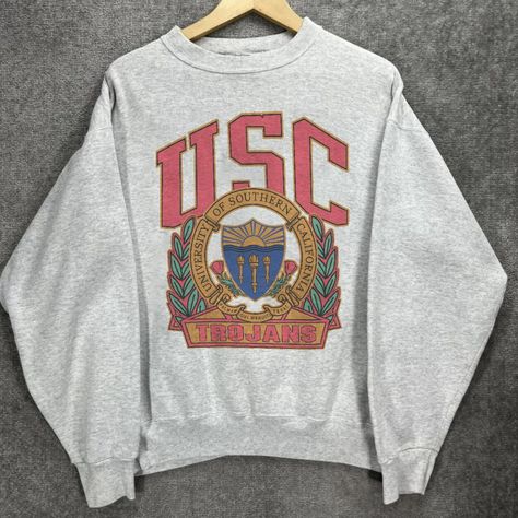 Usc Sweatshirt, Trojans Logo, Usc Trojans Logo, Logo University, Sweatshirt Ideas, California Sweatshirt, Dr Closet, Feminist Sweatshirt, Vintage University