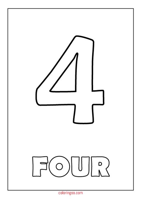 Printable Number 4 (Four) Coloring Page (PDF) for Kids Number 4 Printable, Number Four, Numbers To Color Free Printables, Number 4 Template, Number 4 Worksheets For Preschool, Number 4 Activities For Preschool, Number 2 Coloring Sheet, Number 4 Coloring Sheet, Number 4 Coloring Page