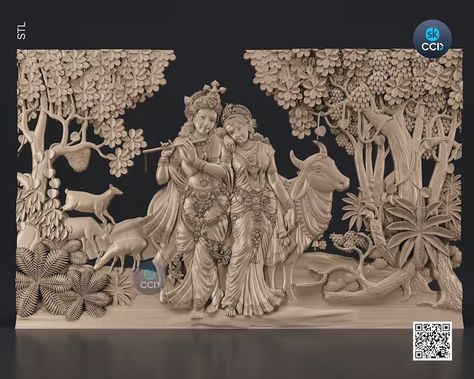 Radha Krishna Cnc Design, Carved Wood Wall Decor, Wood Art Wall Decor, 3d Murals, Wood Art Wall, Mural Art Design, Carved Wood Wall Art, Routeur Cnc, Stl File Format