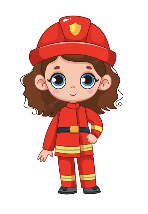 Tree Cartoon Images, Firefighter Drawing, Firefighter Clipart, Community Helpers Crafts, Firefighter Crafts, Girl Firefighter, Firefighter Costume, Doctor For Kids, English Learning Books