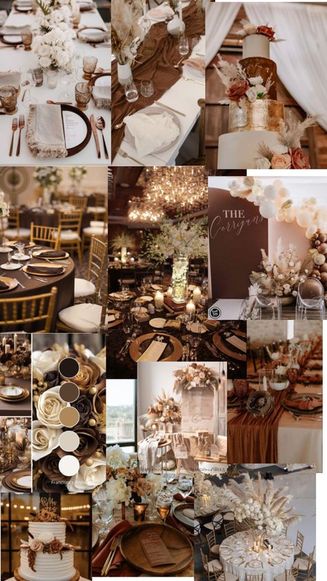 Bronze Wedding Theme, Beige Wedding Theme, Chocolate Brown Wedding, Brown Wedding Themes, Wedding Theme Color Schemes, Bronze Wedding, Wedding Options, Beige Wedding, Rustic Fall Wedding