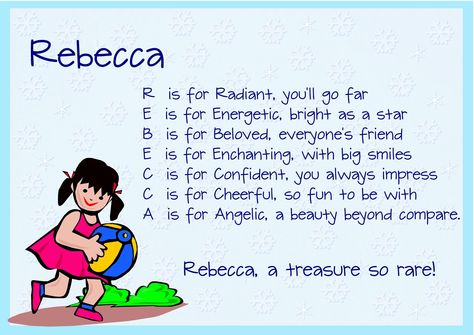 Acrostic Name Poems For Girls Poems For Girls, Rebecca Name, Acrostic Poem Examples, Acrostic Poem For Kids, Poem Examples, Poems For Boys, Poems About Girls, Name Poem, Poem For Kids