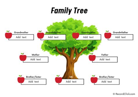 Family Tree With Aunts, Uncles and Cousins Template Apple Family Tree, Genealogy Binder, Family Tree Templates, Free Family Tree Template, Apple Template, Tree Template, Family Tree Chart, Family Tree Template, Tree Templates