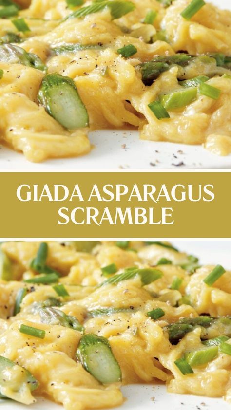 Giada Asparagus Scramble Asparagus Omelet Recipes, Asparagus Egg Recipes, Asparagus Breakfast Recipes, Eggs And Asparagus, Asparagus Breakfast, Eat Better Feel Better, Asparagus Egg, Giada Recipes, Omelets Recipe