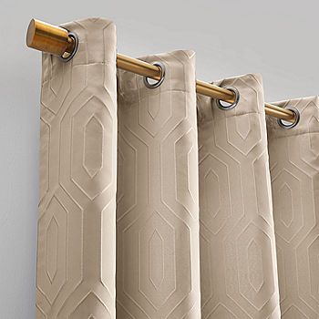 Elrene Home Fashions Huxley Energy Saving Blackout Grommet Top Curtain Panel - JCPenney Yarn Texture, Geometric Curtains, Plain Curtains, Dark Pewter, Energy Efficient Design, Modern Curtains, Room Darkening Curtains, Decorative Trim, Colorful Curtains