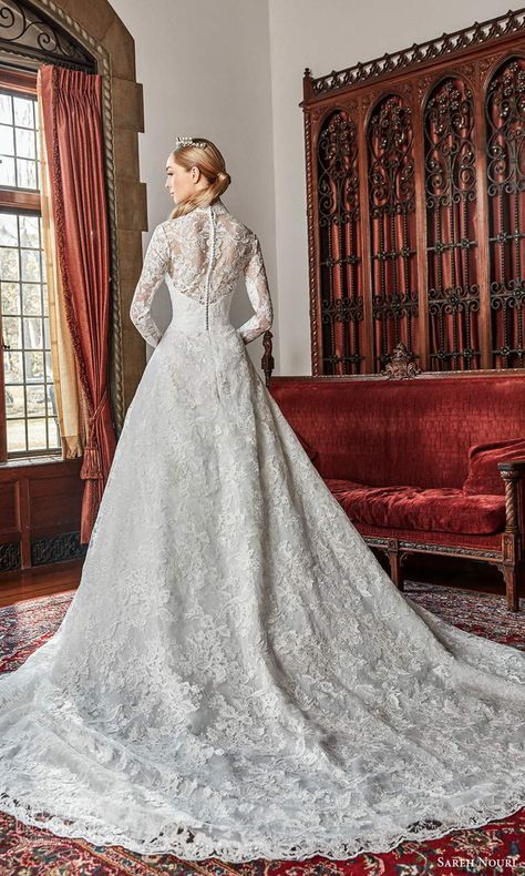 High Collar Wedding Dress, Sareh Nouri Wedding Dress, Wedding Dresses Kleinfeld, Sareh Nouri, Kleinfeld Bridal, Lace Ball Gowns, Gown Photos, Ball Gown Skirt, Fitted Wedding Dress