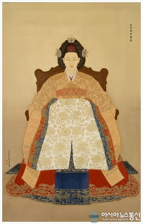 Queen Min, the last queen of Korea Ancient Korea, Seni Korea, Van Eyck, Korean Painting, Korean History, Korean Hanbok, Asian Painting, Asian History, Traditional Korean