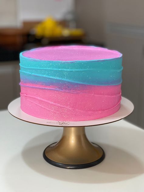 Blue And Pink Ombre Cake, Pink And Blue Birthday Cake, Simple Rainbow Cake, Pink And Blue Cake, Hp Cake, Teal Cake, Pink Ombre Cake, Purple Cakes Birthday, Dance Cakes