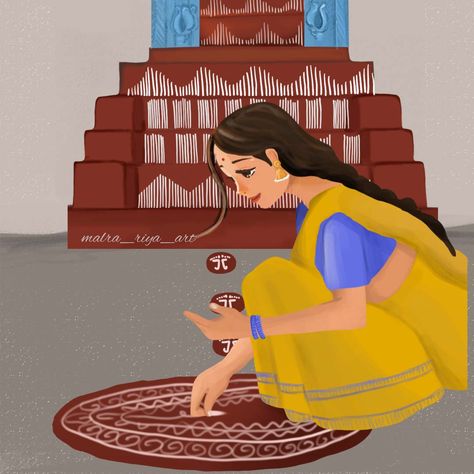 Kumaoni Culture, Pahadi Culture, Aipan Art, Bride Fashion Photography, Village Family, Diwali 2024, Groom Cartoon, Bride And Groom Cartoon, Pongal Kolam