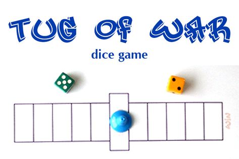 Tug of War Dice Game - Family Game Shelf Fun Team Games, Dice Game Rules, Game Shelf, Birthday Party Games For Kids, Game Rules, Fun Card Games, Two Player Games, Christmas Games For Family, Family Party Games