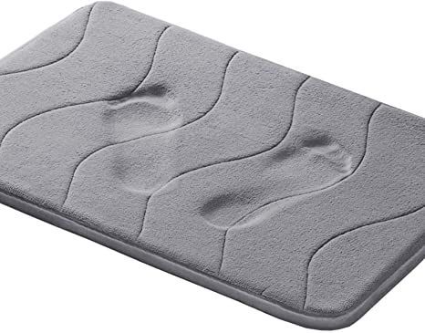 Memory Foam Coral Fleece Non Slip Bathroom Mat, Super Soft Microfiber Bath Mat Machine Washable Bath Rugs Super Absorbent Thick and Durable Bath Rugs 17W X 24L Inches (Gray Waved Pattern) Large Bathroom Rugs, Grey Bath, Bath Runner Rugs, Bathroom Floor Mat, Large Bathrooms, Shower Mat, Foam Bath, Large Carpet, Bedroom Flooring