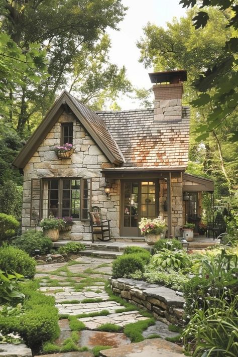 Cottage Home Ideas, Stone Cottage Exterior, Cottage House Interior, Sky Window, Fantasy Houses, Country Cottage Homes, Cottage Tiny House, Brick Cottage, Cozy Cottages